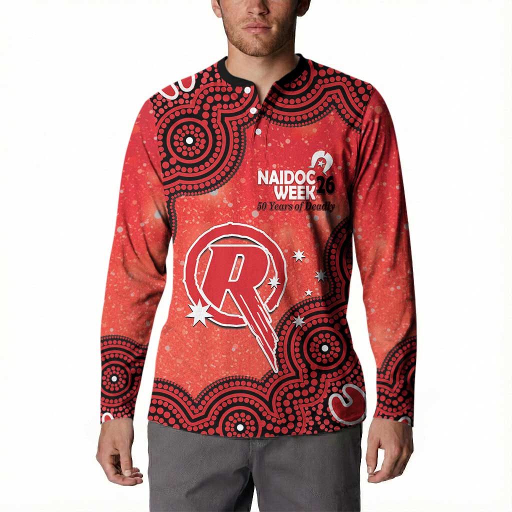 Melbourne Renegades NAIDOC Week 2026 Custom Button Sweatshirt 50 Years Deadly Indigenous Art Glitter Effect