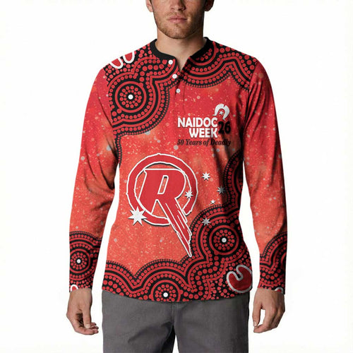 Melbourne Renegades NAIDOC Week 2026 Custom Button Sweatshirt 50 Years Deadly Indigenous Art Glitter Effect