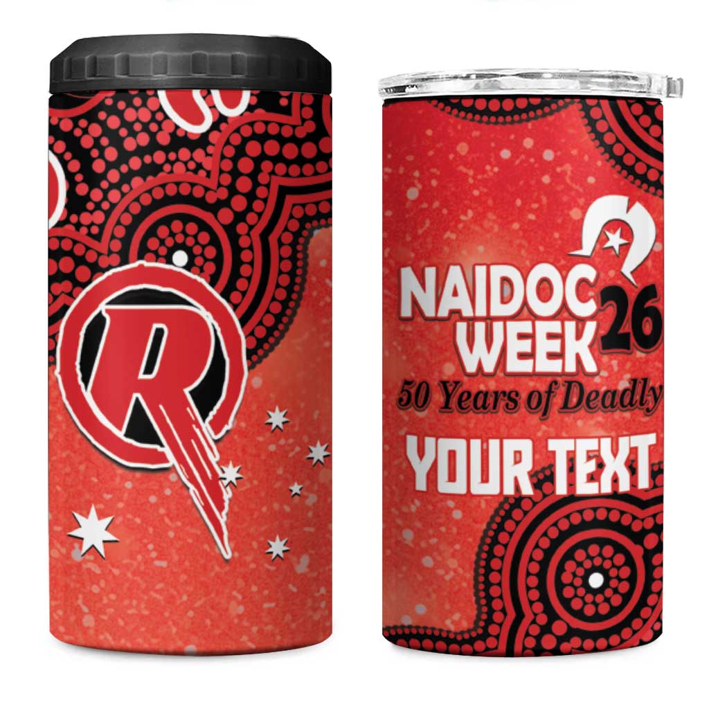 Melbourne Renegades NAIDOC Week 2026 Custom 4 in 1 Can Cooler Tumbler 50 Years Deadly Indigenous Art Glitter Effect