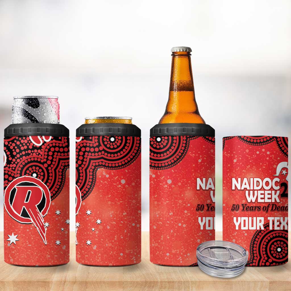 Melbourne Renegades NAIDOC Week 2026 Custom 4 in 1 Can Cooler Tumbler 50 Years Deadly Indigenous Art Glitter Effect