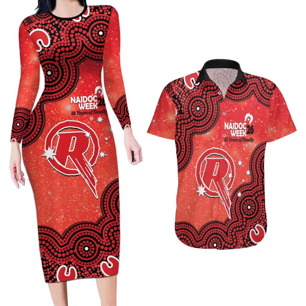 Melbourne Renegades NAIDOC Week 2026 Custom Couples Matching Long Sleeve Bodycon Dress and Hawaiian Shirt 50 Years Deadly Indigenous Art Glitter Effect