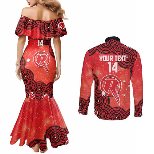 Melbourne Renegades NAIDOC Week 2026 Custom Couples Matching Mermaid Dress and Long Sleeve Button Shirt 50 Years Deadly Indigenous Art Glitter Effect