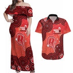Melbourne Renegades NAIDOC Week 2026 Custom Couples Matching Off Shoulder Maxi Dress and Hawaiian Shirt 50 Years Deadly Indigenous Art Glitter Effect