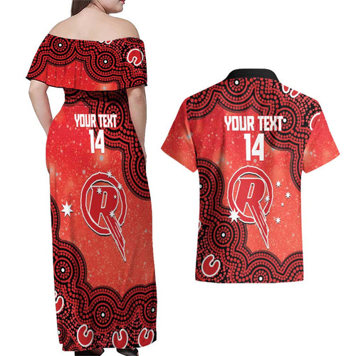 Melbourne Renegades NAIDOC Week 2026 Custom Couples Matching Off Shoulder Maxi Dress and Hawaiian Shirt 50 Years Deadly Indigenous Art Glitter Effect
