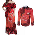 Melbourne Renegades NAIDOC Week 2026 Custom Couples Matching Off Shoulder Maxi Dress and Long Sleeve Button Shirt 50 Years Deadly Indigenous Art Glitter Effect
