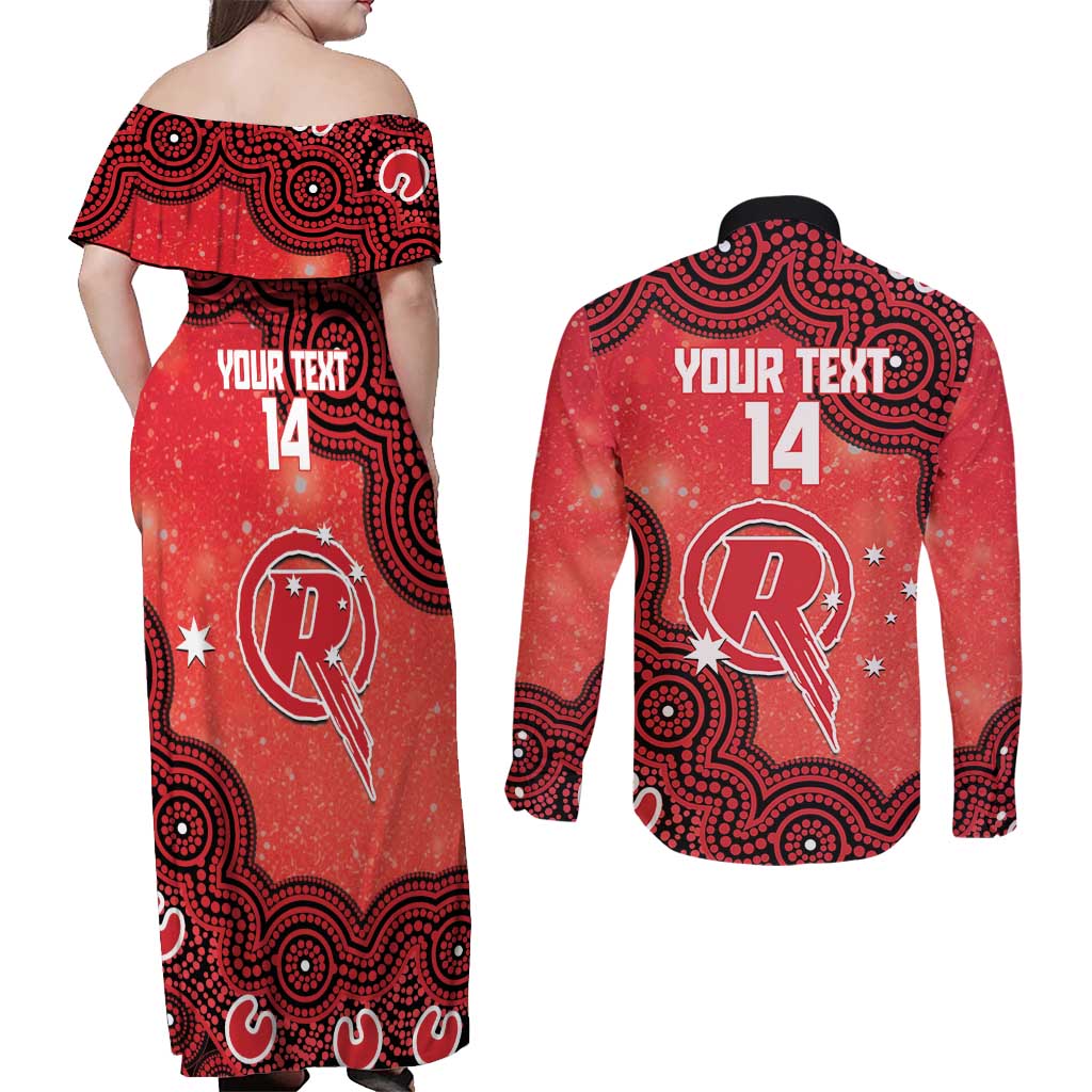 Melbourne Renegades NAIDOC Week 2026 Custom Couples Matching Off Shoulder Maxi Dress and Long Sleeve Button Shirt 50 Years Deadly Indigenous Art Glitter Effect