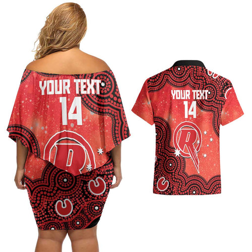 Melbourne Renegades NAIDOC Week 2026 Custom Couples Matching Off Shoulder Short Dress and Hawaiian Shirt 50 Years Deadly Indigenous Art Glitter Effect