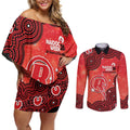 Melbourne Renegades NAIDOC Week 2026 Custom Couples Matching Off Shoulder Short Dress and Long Sleeve Button Shirt 50 Years Deadly Indigenous Art Glitter Effect