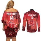 Melbourne Renegades NAIDOC Week 2026 Custom Couples Matching Off Shoulder Short Dress and Long Sleeve Button Shirt 50 Years Deadly Indigenous Art Glitter Effect
