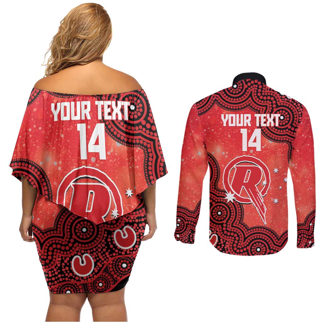 Melbourne Renegades NAIDOC Week 2026 Custom Couples Matching Off Shoulder Short Dress and Long Sleeve Button Shirt 50 Years Deadly Indigenous Art Glitter Effect