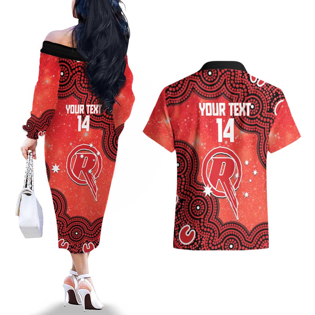 Melbourne Renegades NAIDOC Week 2026 Custom Couples Matching Off The Shoulder Long Sleeve Dress and Hawaiian Shirt 50 Years Deadly Indigenous Art Glitter Effect