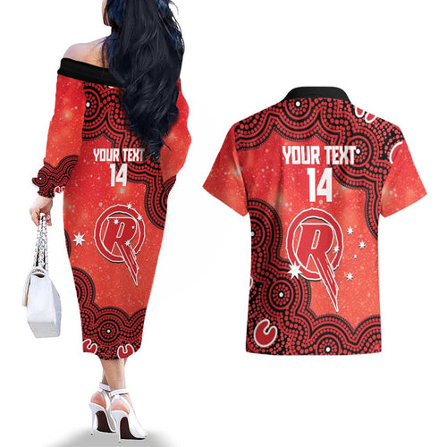 Melbourne Renegades NAIDOC Week 2026 Custom Couples Matching Off The Shoulder Long Sleeve Dress and Hawaiian Shirt 50 Years Deadly Indigenous Art Glitter Effect