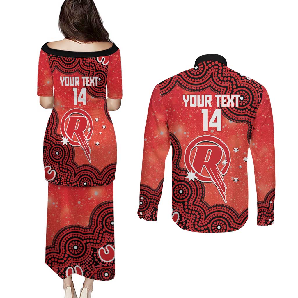 Melbourne Renegades NAIDOC Week 2026 Custom Couples Matching Puletasi and Long Sleeve Button Shirt 50 Years Deadly Indigenous Art Glitter Effect