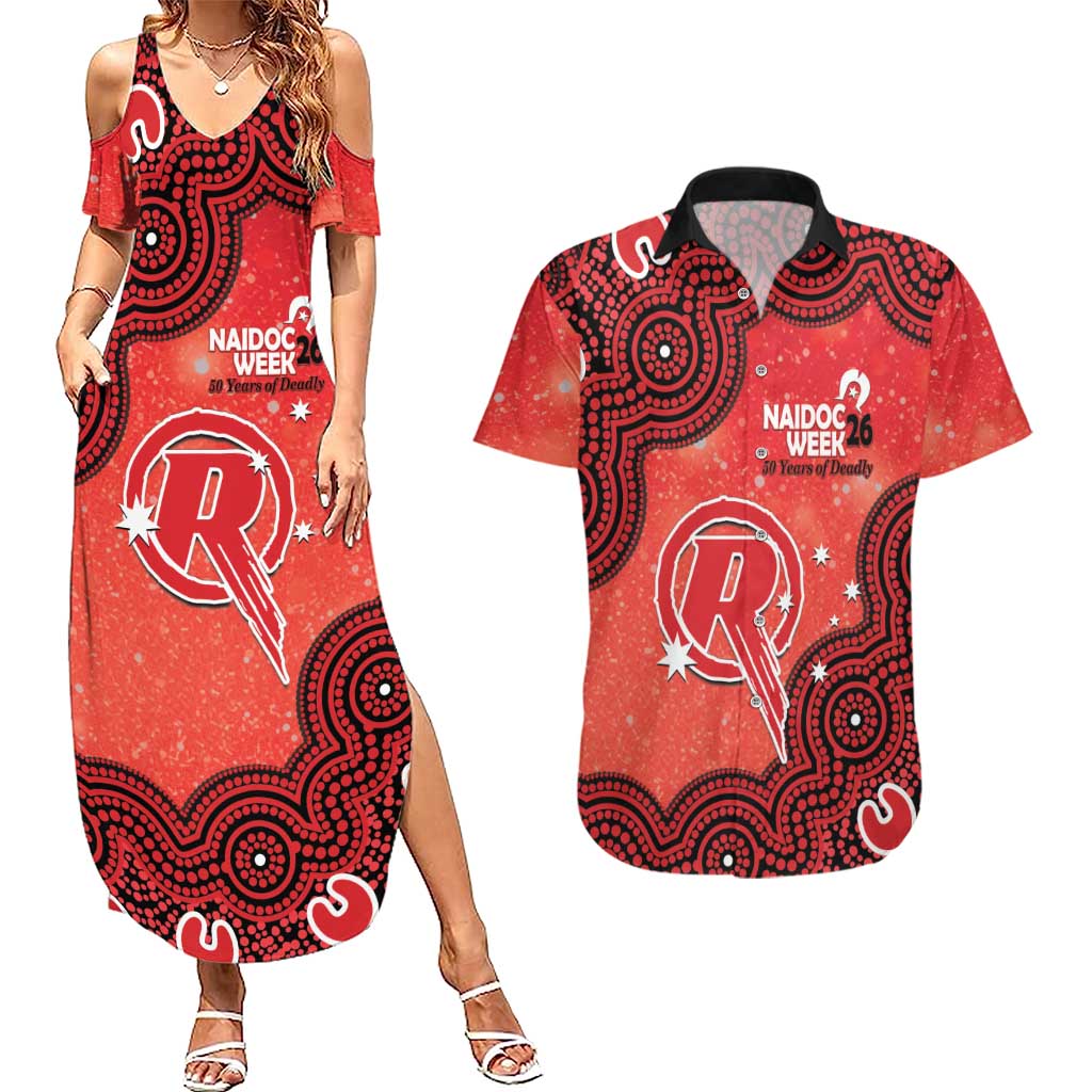 Melbourne Renegades NAIDOC Week 2026 Custom Couples Matching Summer Maxi Dress and Hawaiian Shirt 50 Years Deadly Indigenous Art Glitter Effect