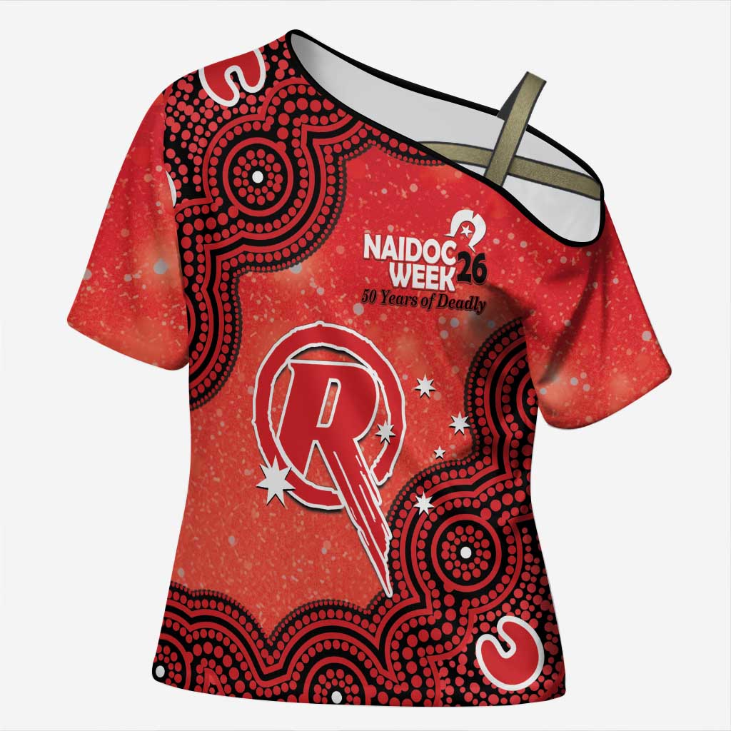 Melbourne Renegades NAIDOC Week 2026 Custom Cross Shoulder Shirt 50 Years Deadly Indigenous Art Glitter Effect