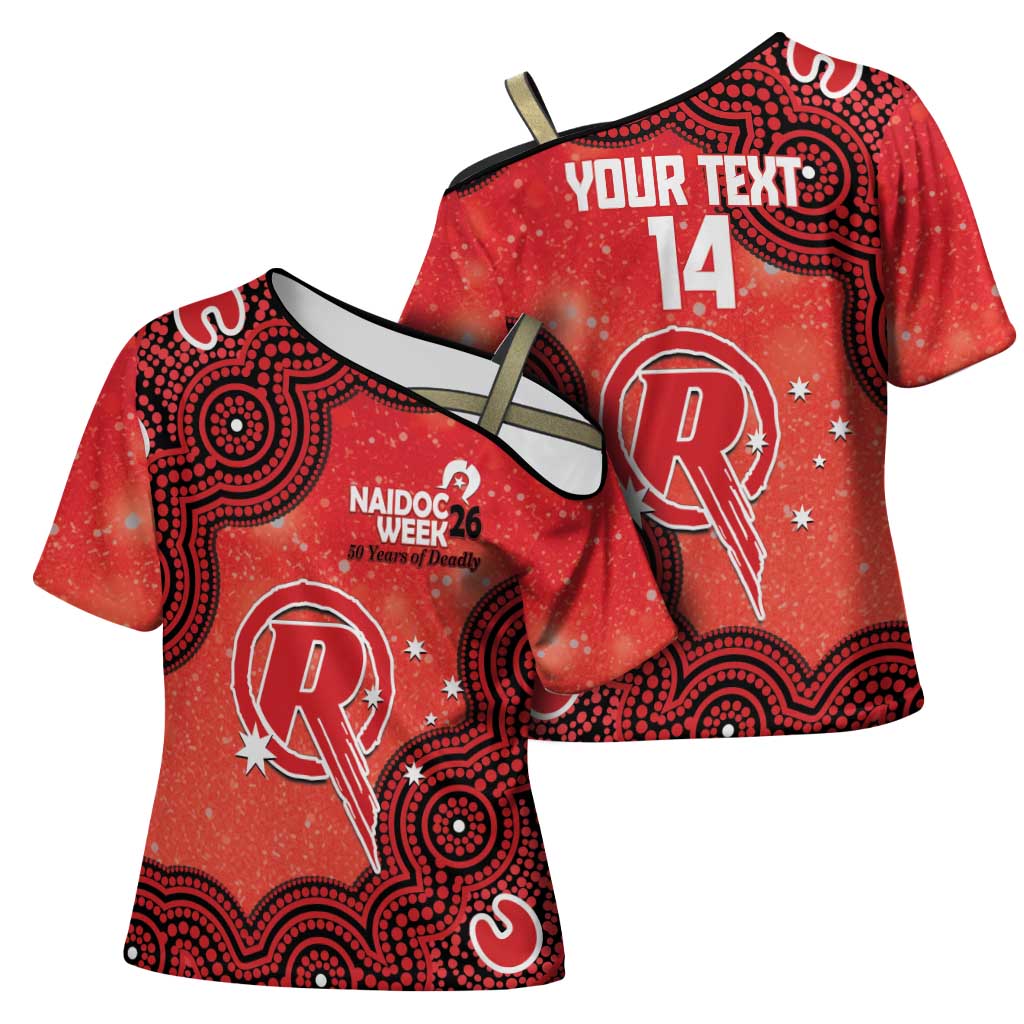 Melbourne Renegades NAIDOC Week 2026 Custom Cross Shoulder Shirt 50 Years Deadly Indigenous Art Glitter Effect
