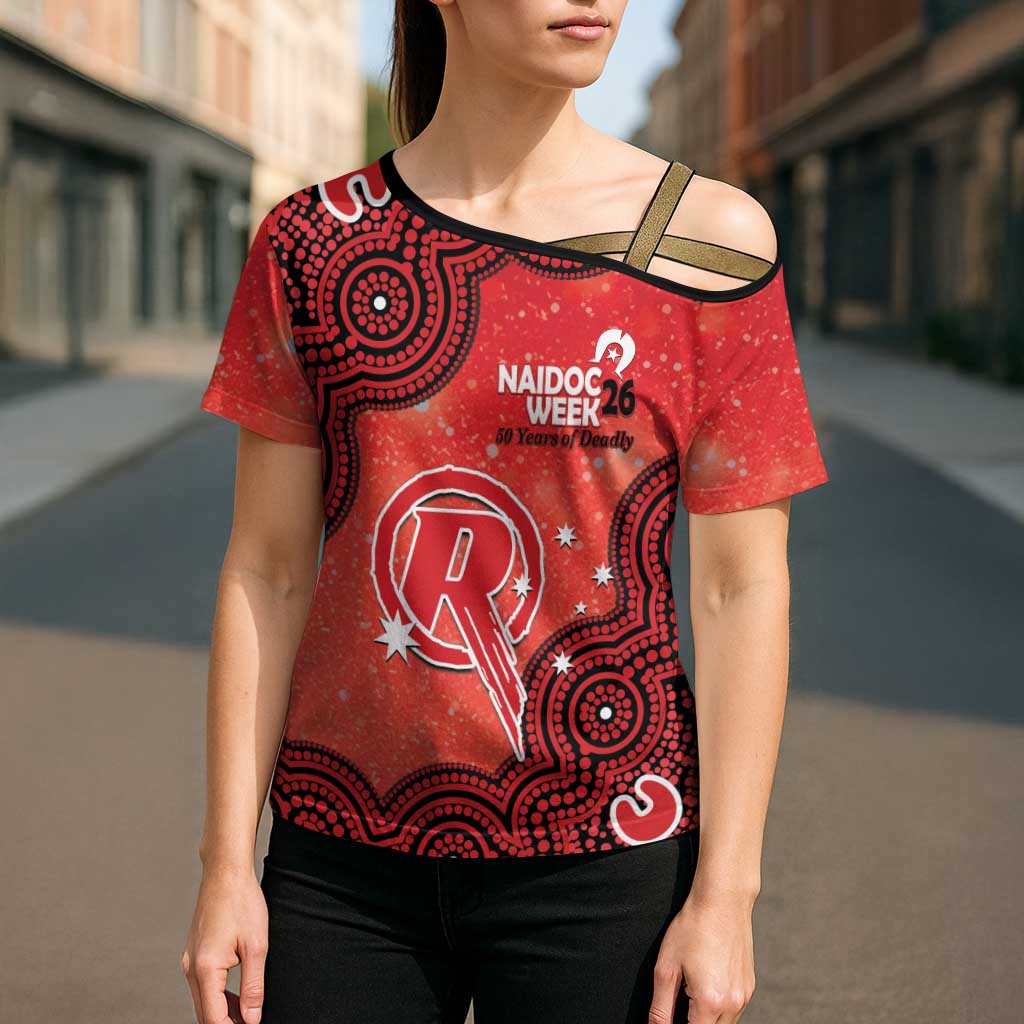 Melbourne Renegades NAIDOC Week 2026 Custom Cross Shoulder Shirt 50 Years Deadly Indigenous Art Glitter Effect