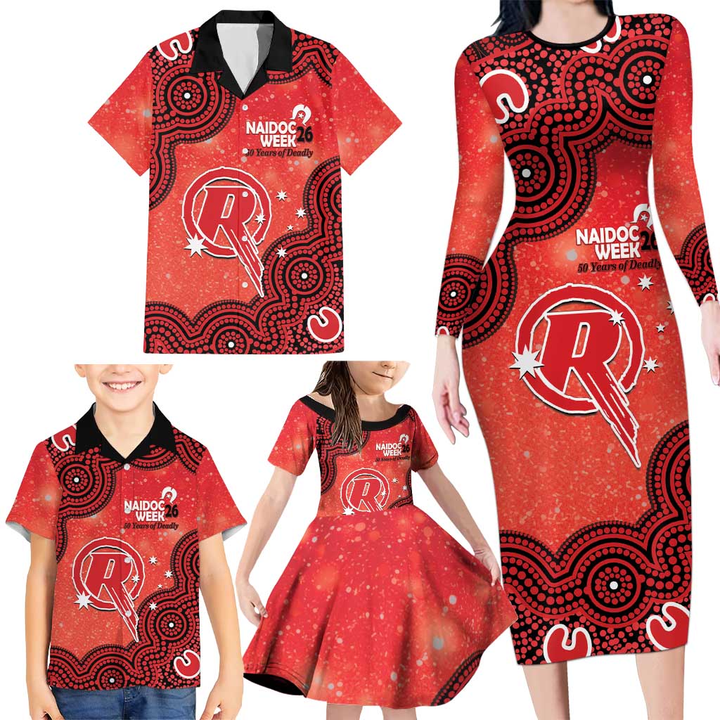Melbourne Renegades NAIDOC Week 2026 Custom Family Matching Long Sleeve Bodycon Dress and Hawaiian Shirt 50 Years Deadly Indigenous Art Glitter Effect