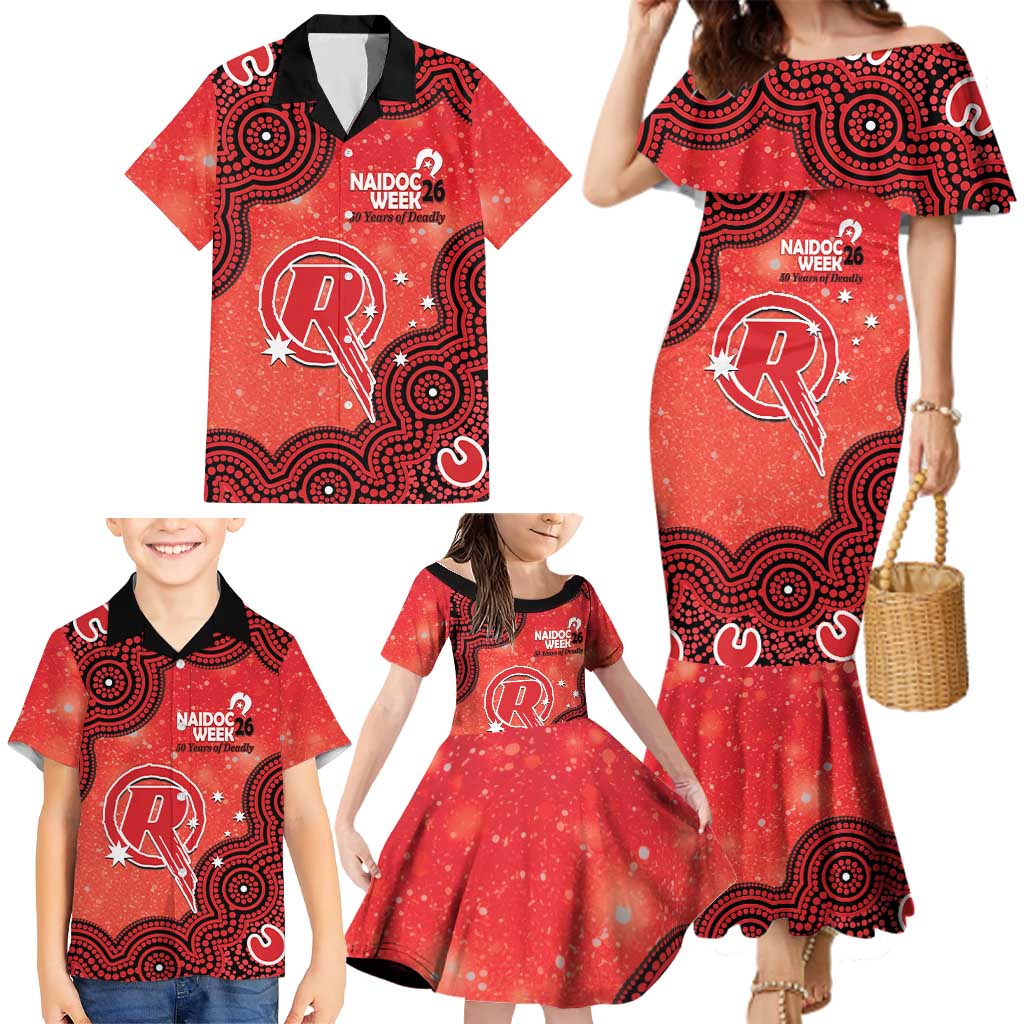 Melbourne Renegades NAIDOC Week 2026 Custom Family Matching Mermaid Dress and Hawaiian Shirt 50 Years Deadly Indigenous Art Glitter Effect