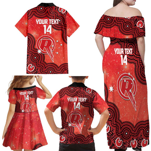 Melbourne Renegades NAIDOC Week 2026 Custom Family Matching Off Shoulder Maxi Dress and Hawaiian Shirt 50 Years Deadly Indigenous Art Glitter Effect