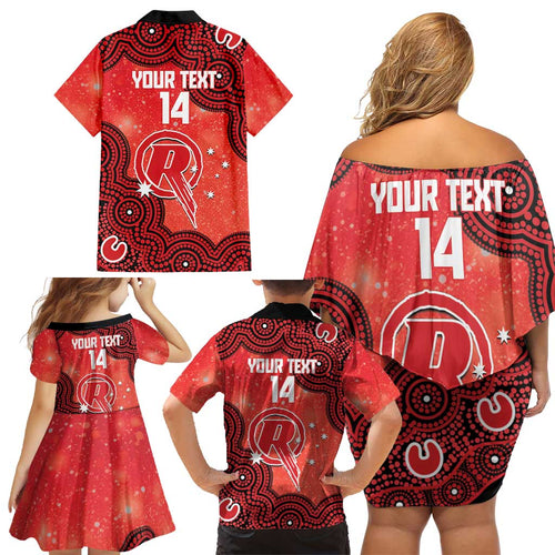 Melbourne Renegades NAIDOC Week 2026 Custom Family Matching Off Shoulder Short Dress and Hawaiian Shirt 50 Years Deadly Indigenous Art Glitter Effect