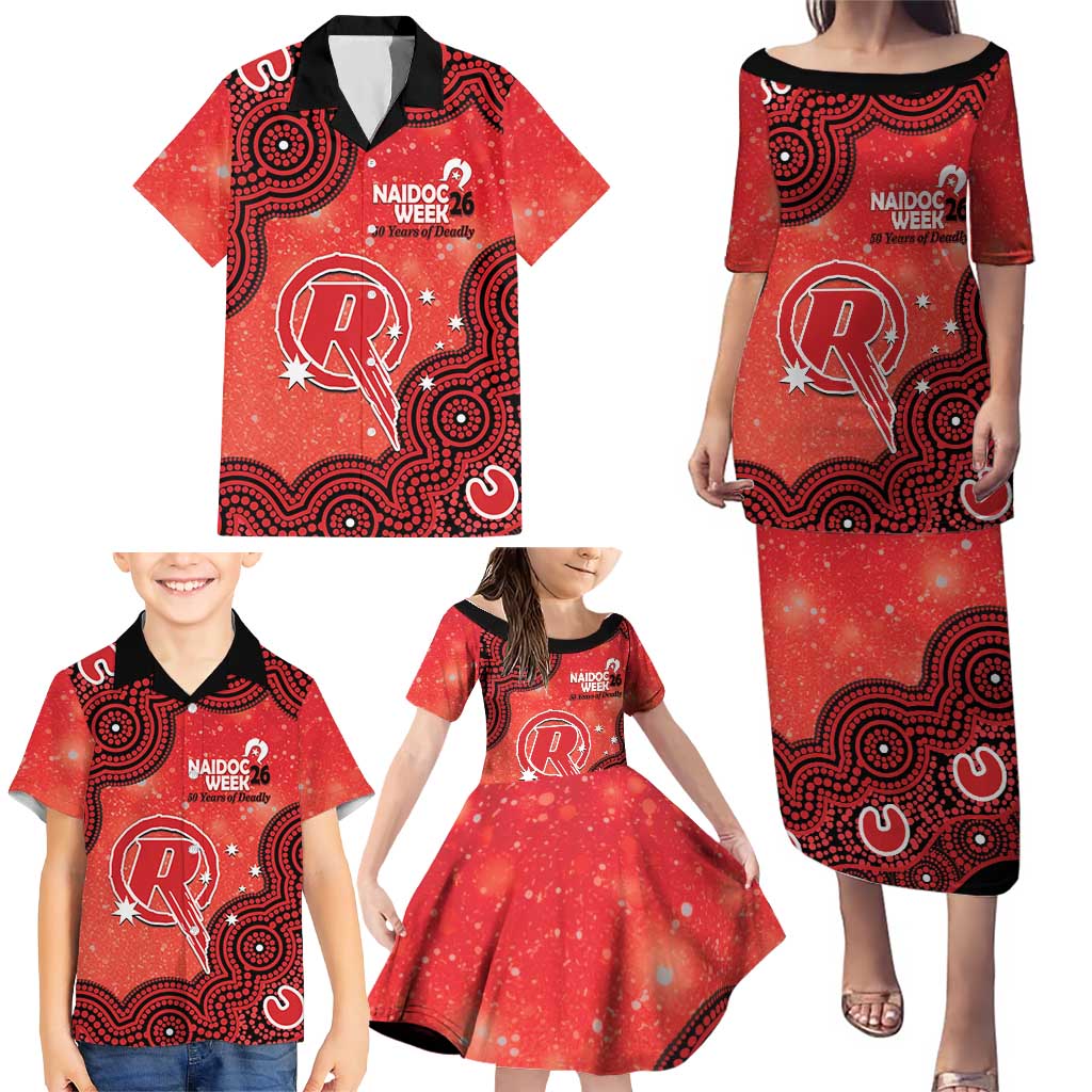 Melbourne Renegades NAIDOC Week 2026 Custom Family Matching Puletasi and Hawaiian Shirt 50 Years Deadly Indigenous Art Glitter Effect