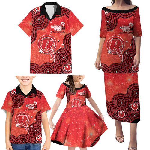 Melbourne Renegades NAIDOC Week 2026 Custom Family Matching Puletasi and Hawaiian Shirt 50 Years Deadly Indigenous Art Glitter Effect