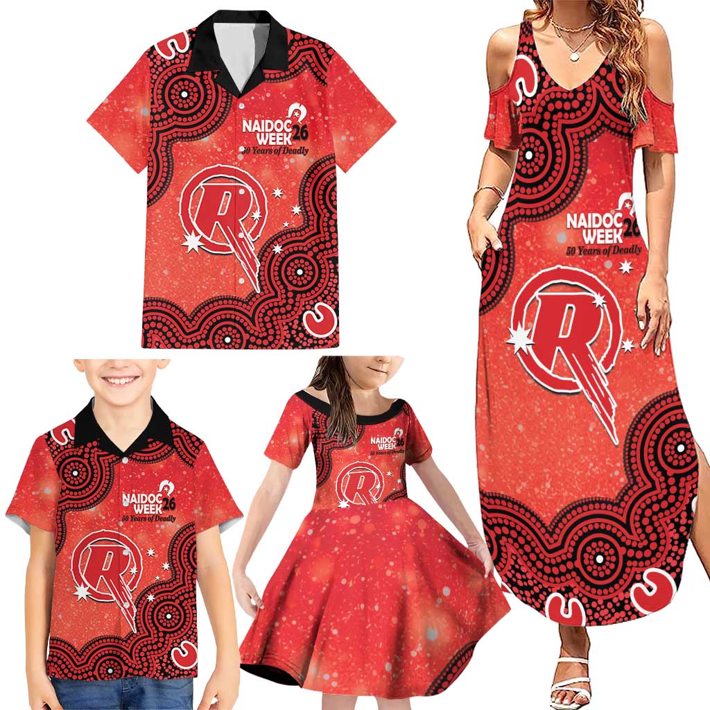 Melbourne Renegades NAIDOC Week 2026 Custom Family Matching Summer Maxi Dress and Hawaiian Shirt 50 Years Deadly Indigenous Art Glitter Effect