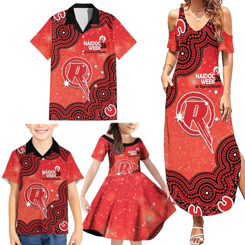 Melbourne Renegades NAIDOC Week 2026 Custom Family Matching Summer Maxi Dress and Hawaiian Shirt 50 Years Deadly Indigenous Art Glitter Effect