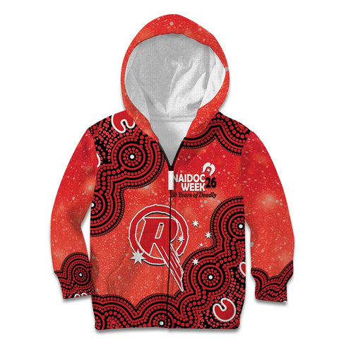 Melbourne Renegades NAIDOC Week 2026 Custom Kid Hoodie 50 Years Deadly Indigenous Art Glitter Effect