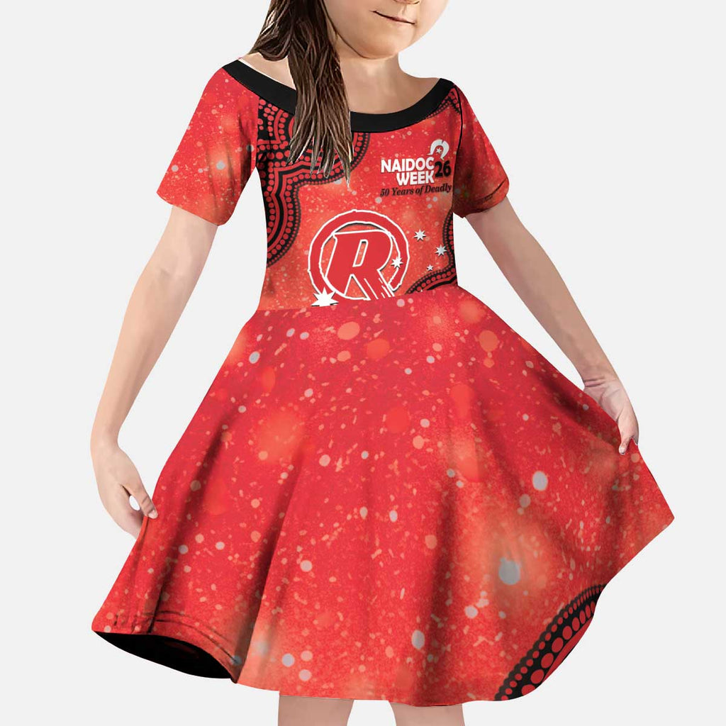 Melbourne Renegades NAIDOC Week 2026 Custom Kid Short Sleeve Dress 50 Years Deadly Indigenous Art Glitter Effect