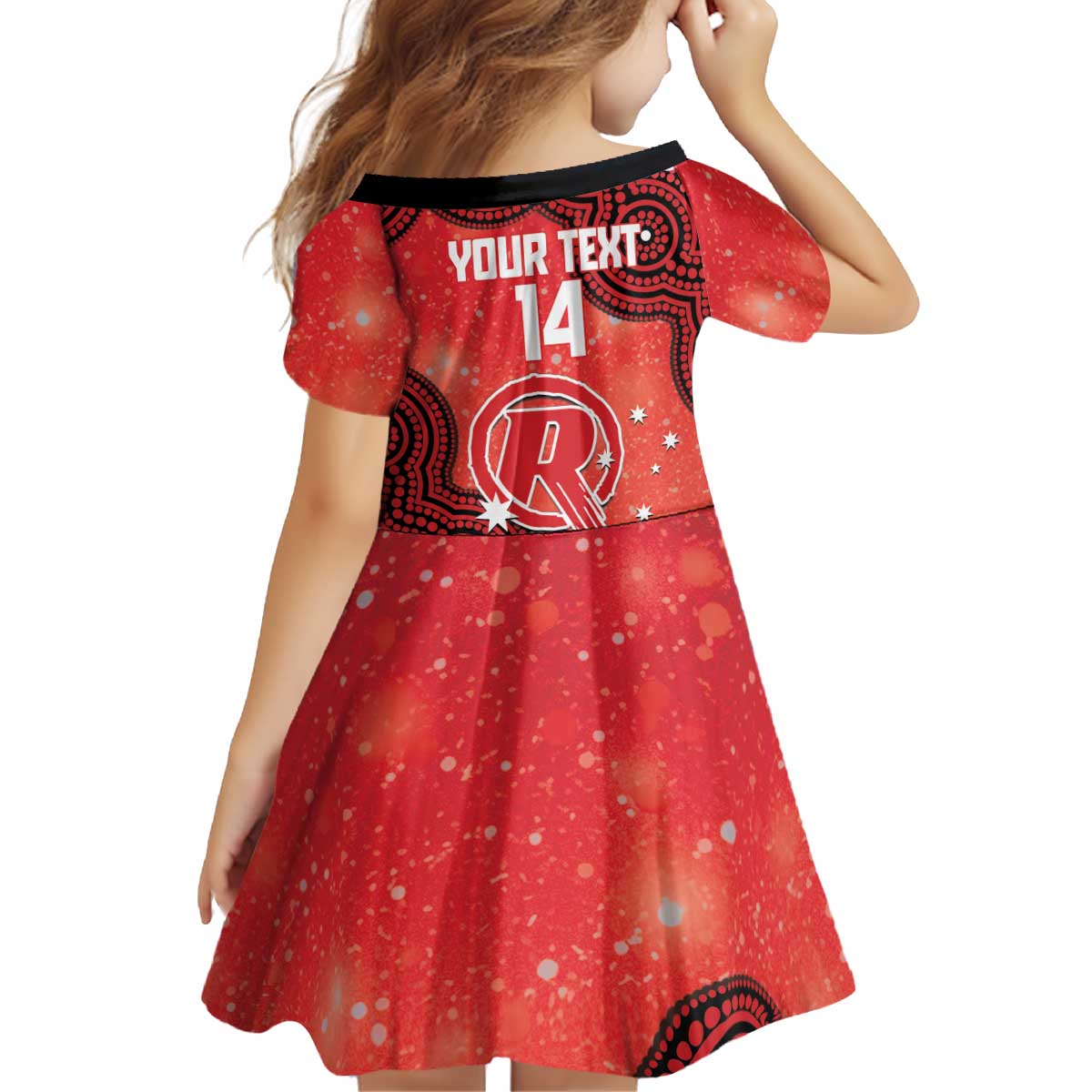 Melbourne Renegades NAIDOC Week 2026 Custom Kid Short Sleeve Dress 50 Years Deadly Indigenous Art Glitter Effect