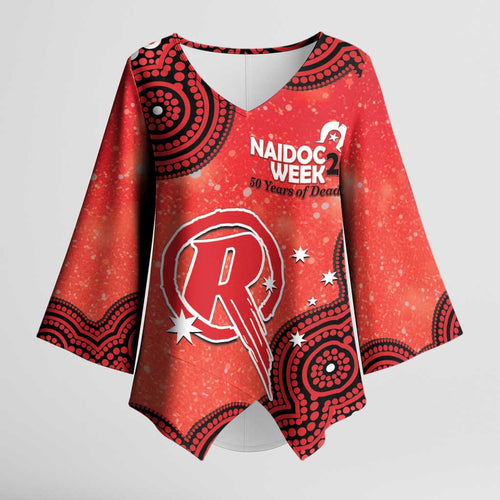 Melbourne Renegades NAIDOC Week 2026 Custom Kimono Sleeve Blouse 50 Years Deadly Indigenous Art Glitter Effect