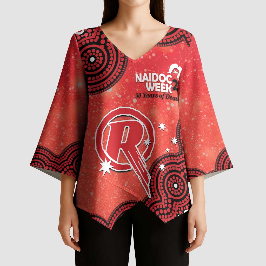 Melbourne Renegades NAIDOC Week 2026 Custom Kimono Sleeve Blouse 50 Years Deadly Indigenous Art Glitter Effect