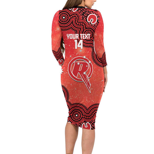 Melbourne Renegades NAIDOC Week 2026 Custom Long Sleeve Bodycon Dress 50 Years Deadly Indigenous Art Glitter Effect