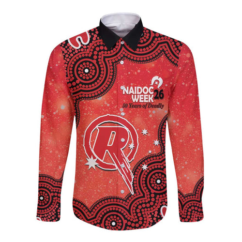 Melbourne Renegades NAIDOC Week 2026 Custom Long Sleeve Button Shirt 50 Years Deadly Indigenous Art Glitter Effect