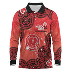 Melbourne Renegades NAIDOC Week 2026 Custom Long Sleeve Polo Shirt 50 Years Deadly Indigenous Art Glitter Effect