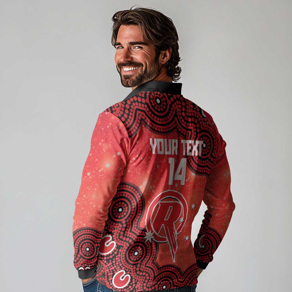 Melbourne Renegades NAIDOC Week 2026 Custom Long Sleeve Polo Shirt 50 Years Deadly Indigenous Art Glitter Effect