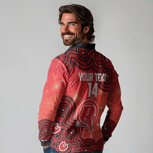 Melbourne Renegades NAIDOC Week 2026 Custom Long Sleeve Polo Shirt 50 Years Deadly Indigenous Art Glitter Effect