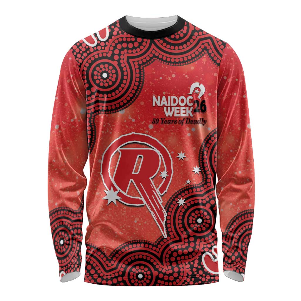 Melbourne Renegades NAIDOC Week 2026 Custom Long Sleeve Shirt 50 Years Deadly Indigenous Art Glitter Effect