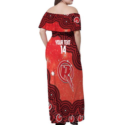 Melbourne Renegades NAIDOC Week 2026 Custom Off Shoulder Maxi Dress 50 Years Deadly Indigenous Art Glitter Effect