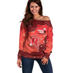 Melbourne Renegades NAIDOC Week 2026 Custom Off Shoulder Sweater 50 Years Deadly Indigenous Art Glitter Effect