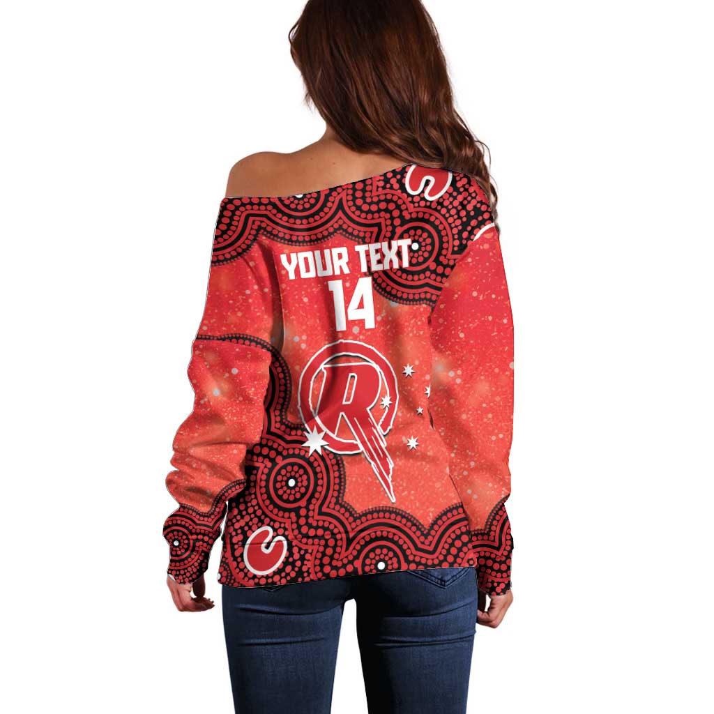 Melbourne Renegades NAIDOC Week 2026 Custom Off Shoulder Sweater 50 Years Deadly Indigenous Art Glitter Effect