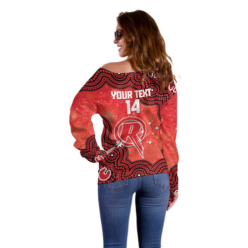Melbourne Renegades NAIDOC Week 2026 Custom Off Shoulder Sweater 50 Years Deadly Indigenous Art Glitter Effect