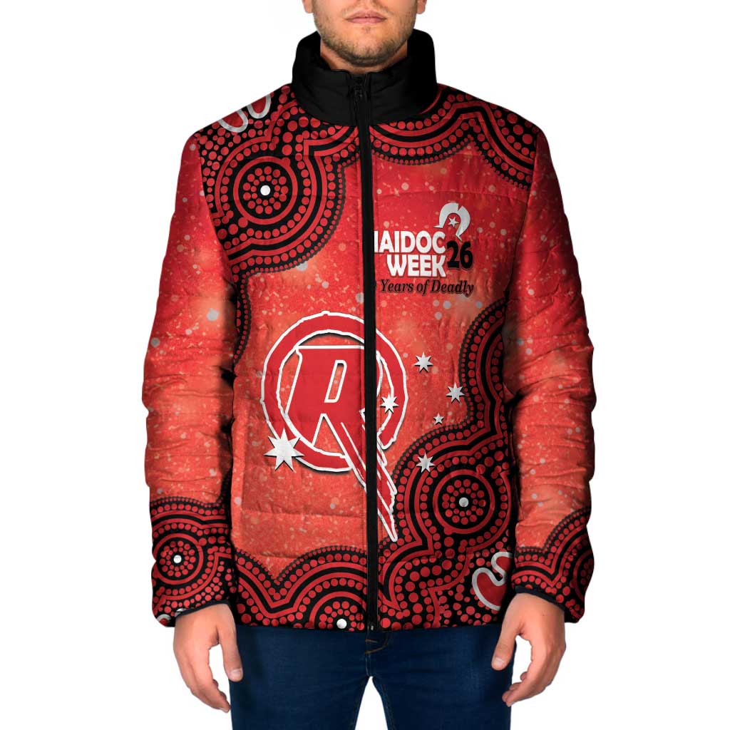Melbourne Renegades NAIDOC Week 2026 Custom Padded Jacket 50 Years Deadly Indigenous Art Glitter Effect