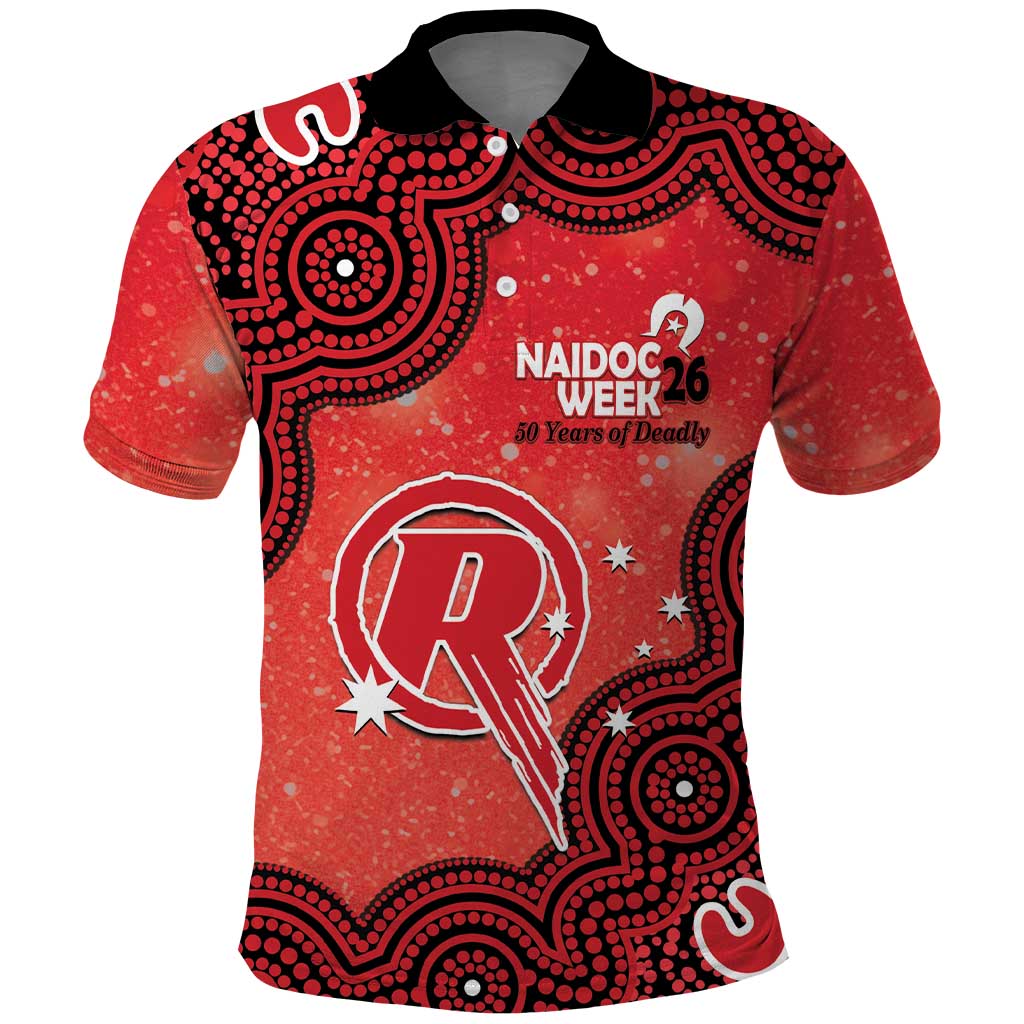 Melbourne Renegades NAIDOC Week 2026 Custom Polo Shirt 50 Years Deadly Indigenous Art Glitter Effect