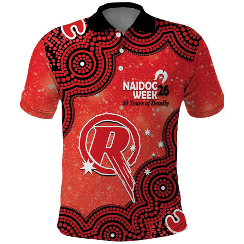 Melbourne Renegades NAIDOC Week 2026 Custom Polo Shirt 50 Years Deadly Indigenous Art Glitter Effect