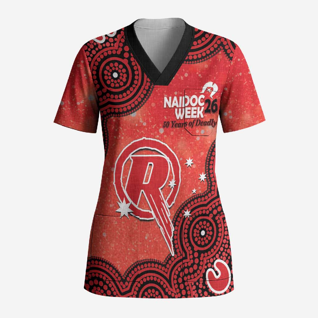 Melbourne Renegades NAIDOC Week 2026 Custom Scrub Top 50 Years Deadly Indigenous Art Glitter Effect