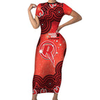 Melbourne Renegades NAIDOC Week 2026 Custom Short Sleeve Bodycon Dress 50 Years Deadly Indigenous Art Glitter Effect