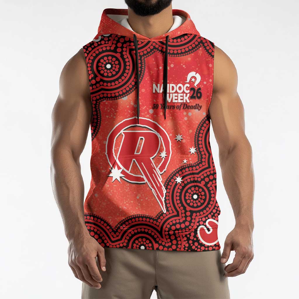 Melbourne Renegades NAIDOC Week 2026 Custom Sleeveless Hoodie 50 Years Deadly Indigenous Art Glitter Effect
